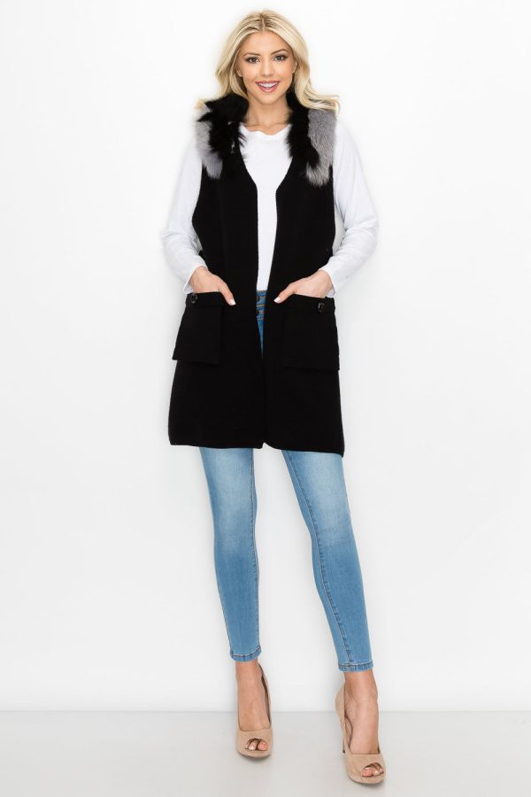 Selma Knitted Sweater Vest with Detachable Faux Fur - Image 32