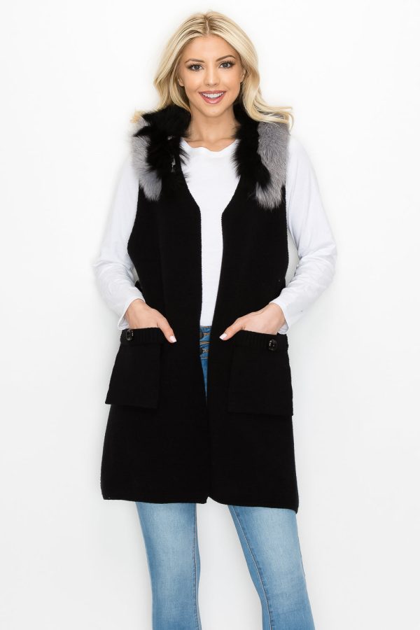 Selma Knitted Sweater Vest with Detachable Faux Fur - Image 3