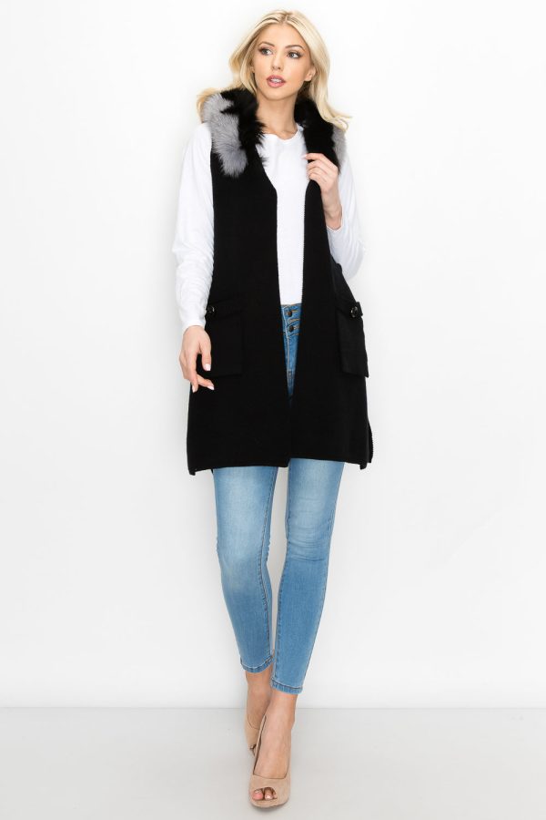 Selma Knitted Sweater Vest with Detachable Faux Fur - Image 31