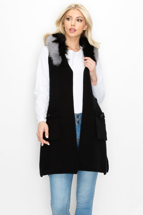 Selma Knitted Sweater Vest with Detachable Faux Fur - Image 4