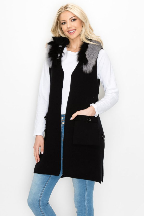 Selma Knitted Sweater Vest with Detachable Faux Fur - Image 30