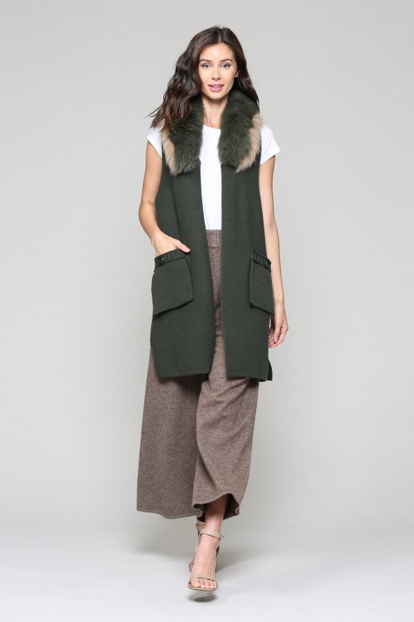 Selma Knitted Sweater Vest with Detachable Faux Fur - Image 2