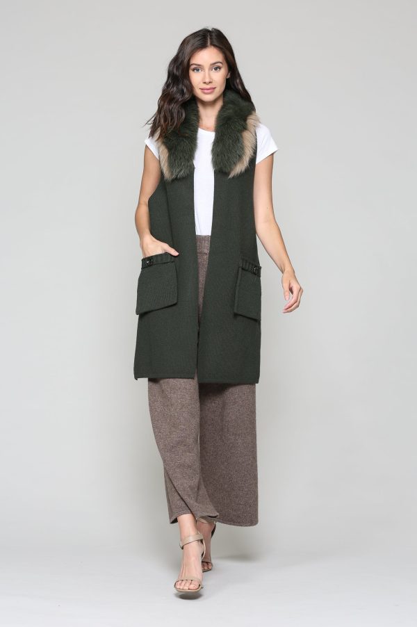 Selma Knitted Sweater Vest with Detachable Faux Fur - Image 33