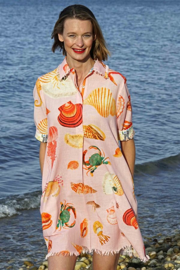 Chatham Dress Pink Sealife Print - Image 3