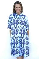 Monterey Dress Ocean Blue  Ground With Seahorses